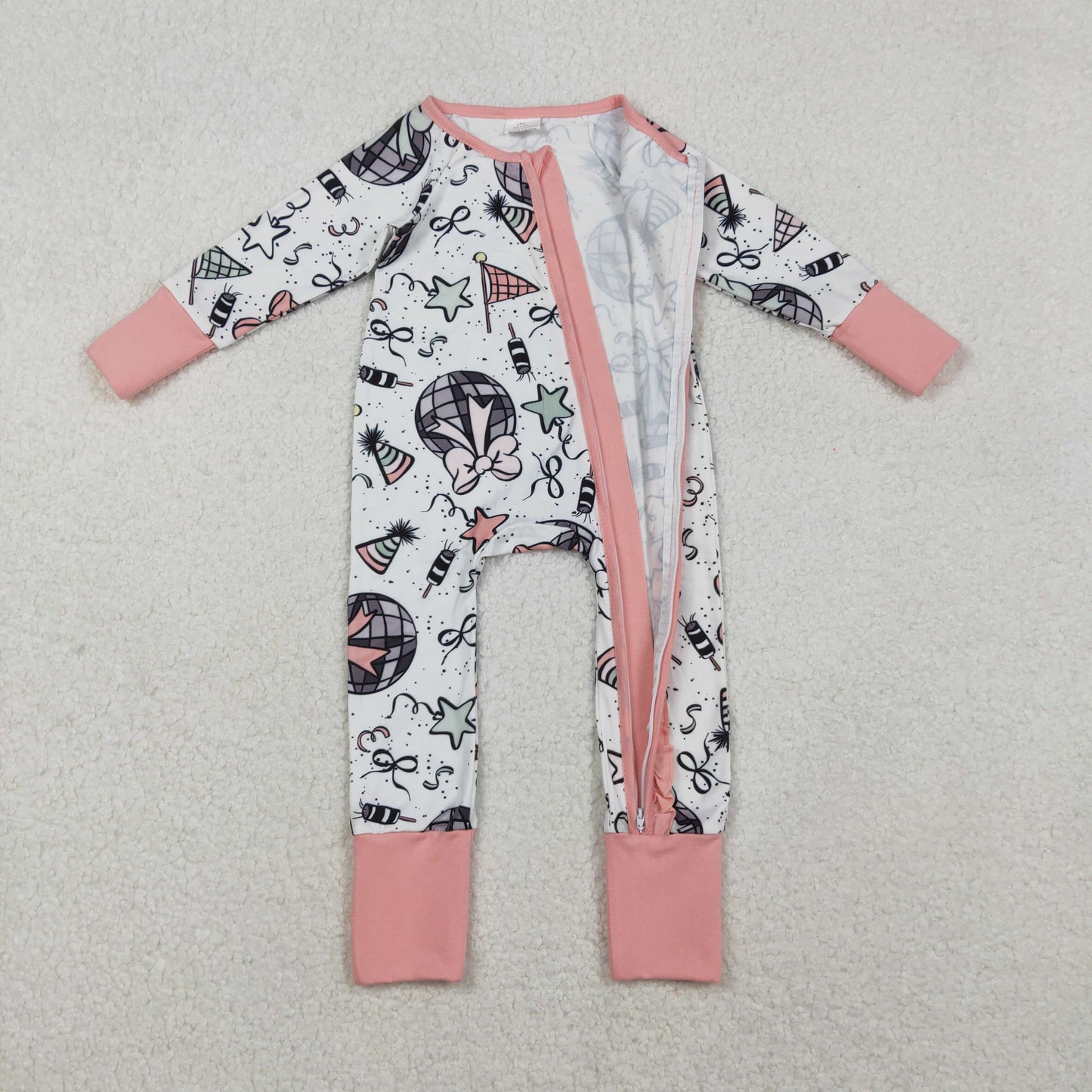 new year's groovy disco infant girl zipper sleeper