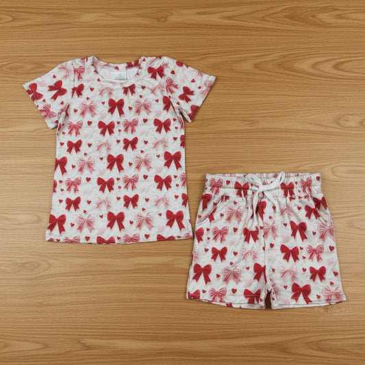 valentine's day red pink coquette shorts set