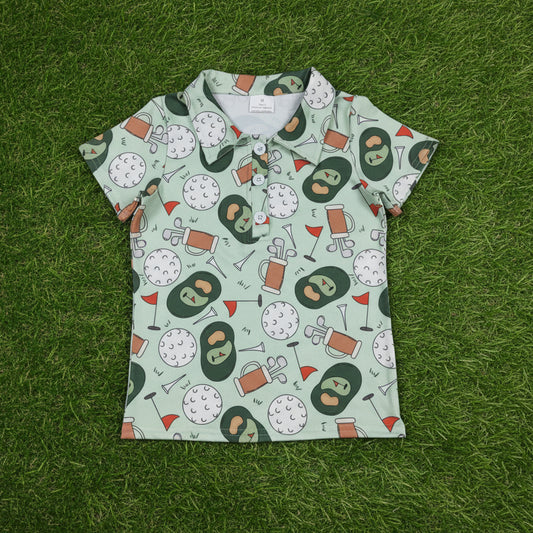 golf print polo t-shirt summer boys top
