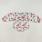 merry christmas red green bow embroidery smock bubble
