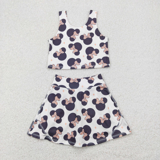 cartoon mouse two pieces athletic skort dress set