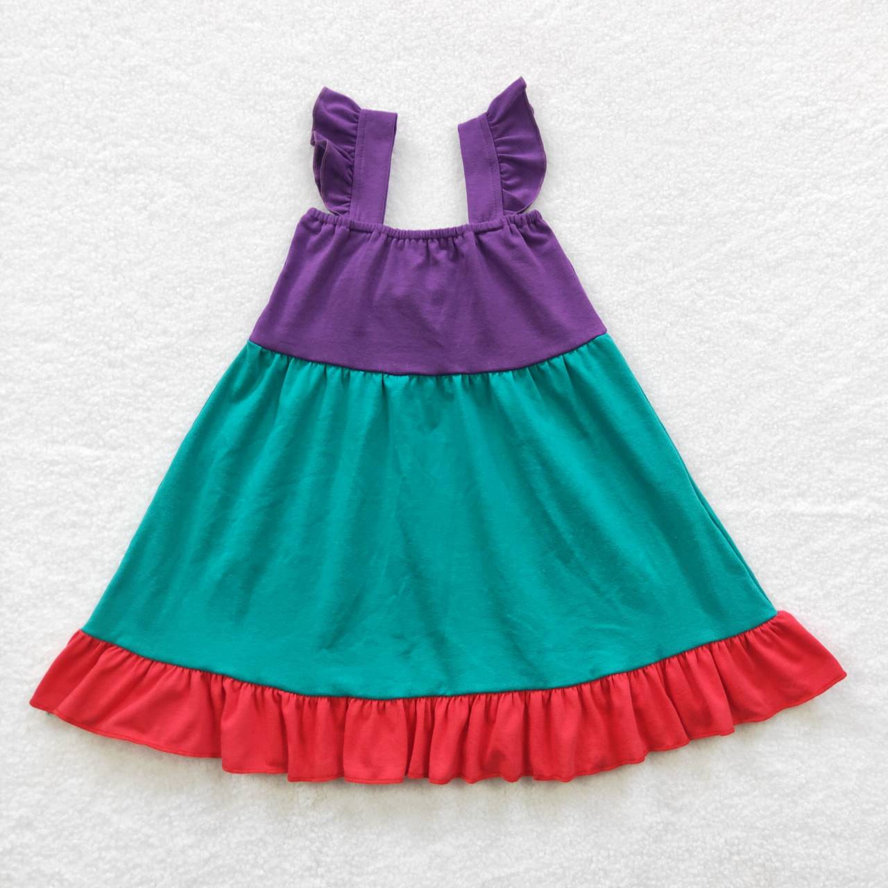 green purple red cotton princess ruffle dress park wear