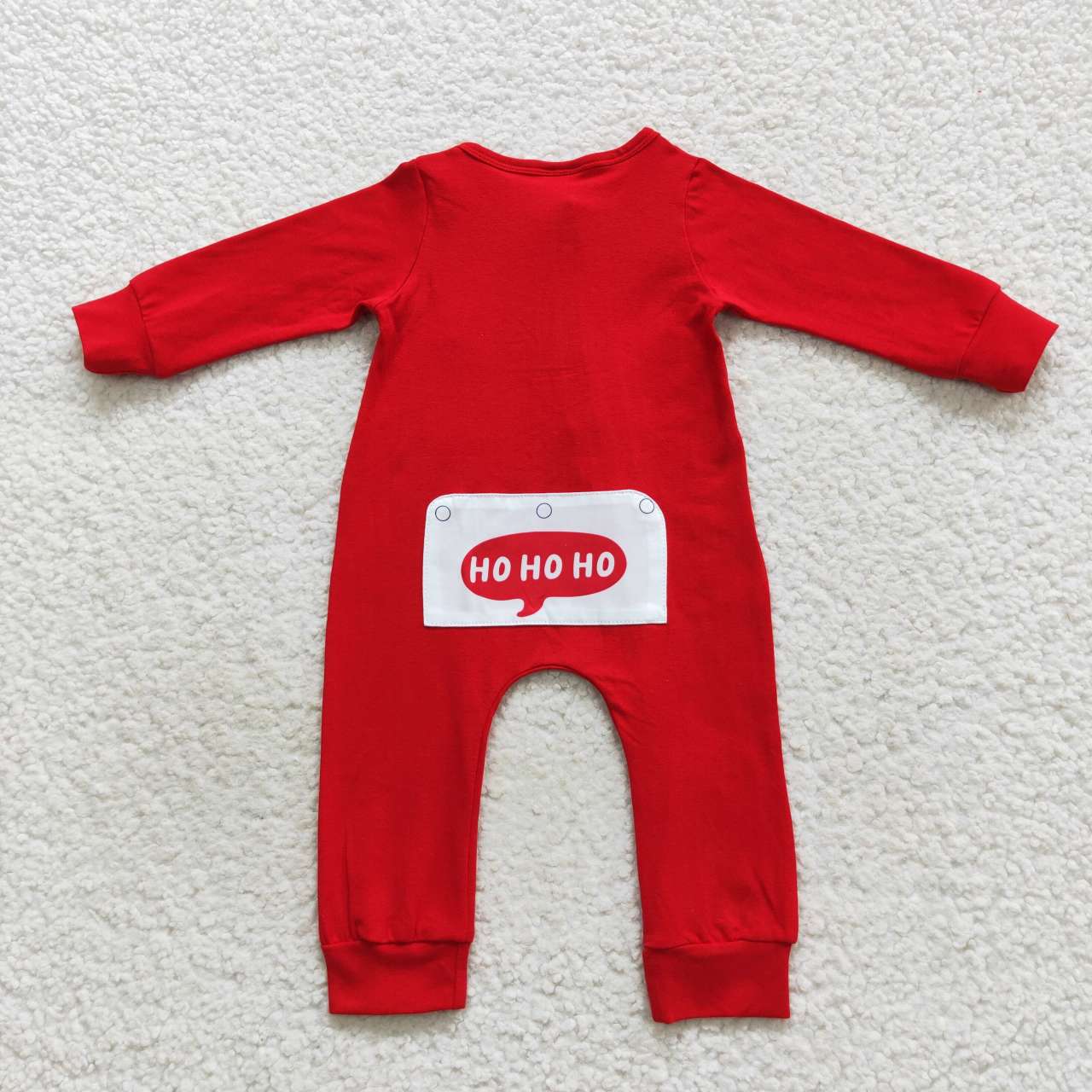 cotton solid red santa embroidery zipper romper