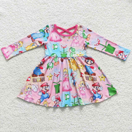 Pink long sleeve cartoon mario cross dress