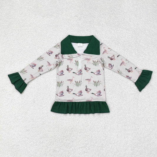 duck print fall baby girl zip up pullover