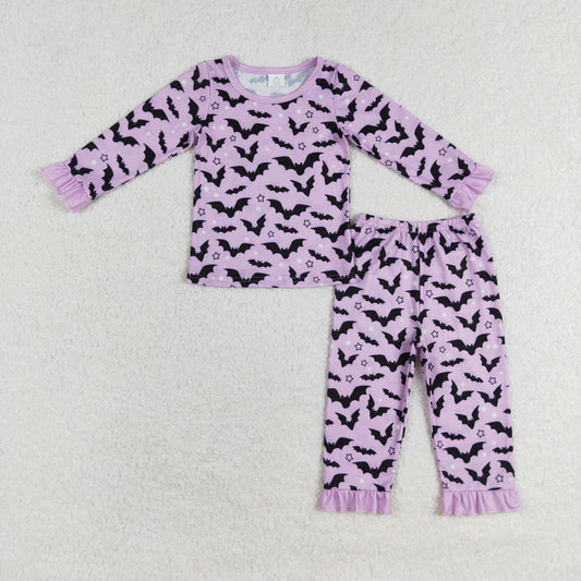 baby girl long sleeve Halloween bat bamboo pajama purple