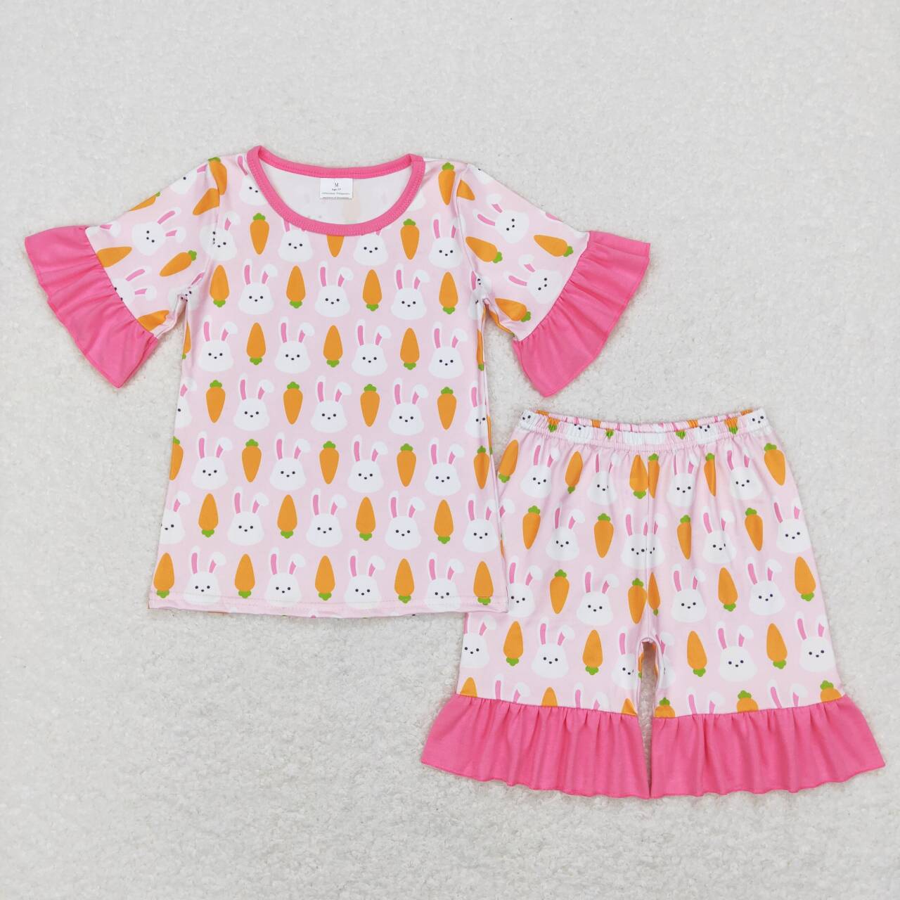 girl easter carrot ruffle shorts pajama