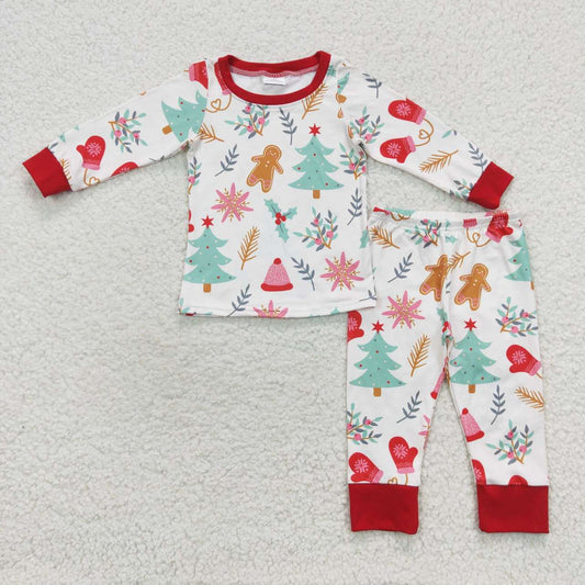 Sibling 2 pieces girl PJ christmas decoration print pajama set