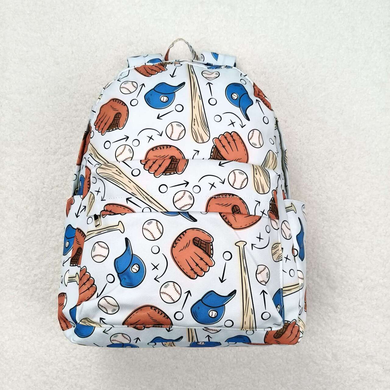 Baseball print kids school backpack bag