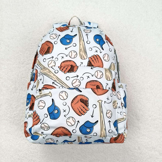 Baseball print kids school backpack bag