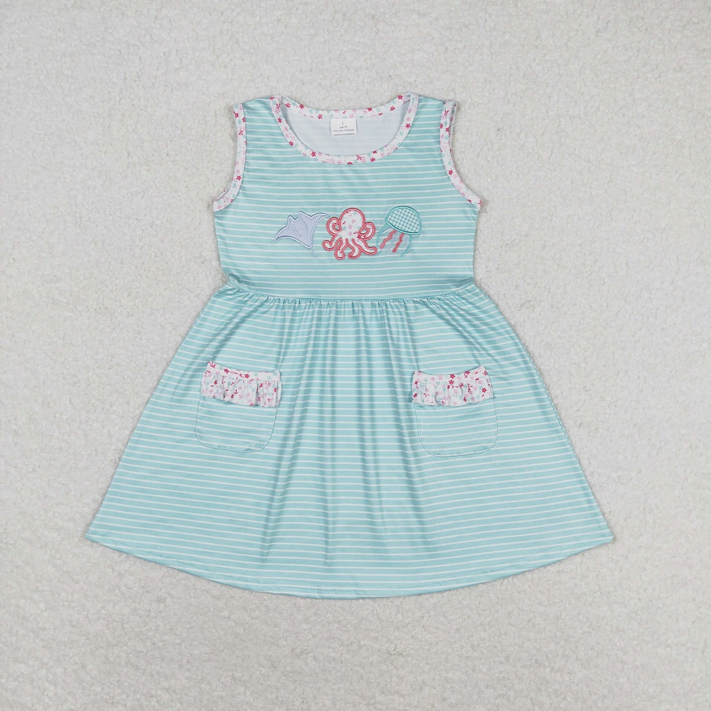 sleeveless ocean animal embroidery dress