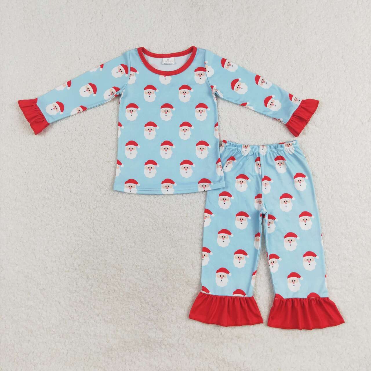 santa print girls christmas pajama set