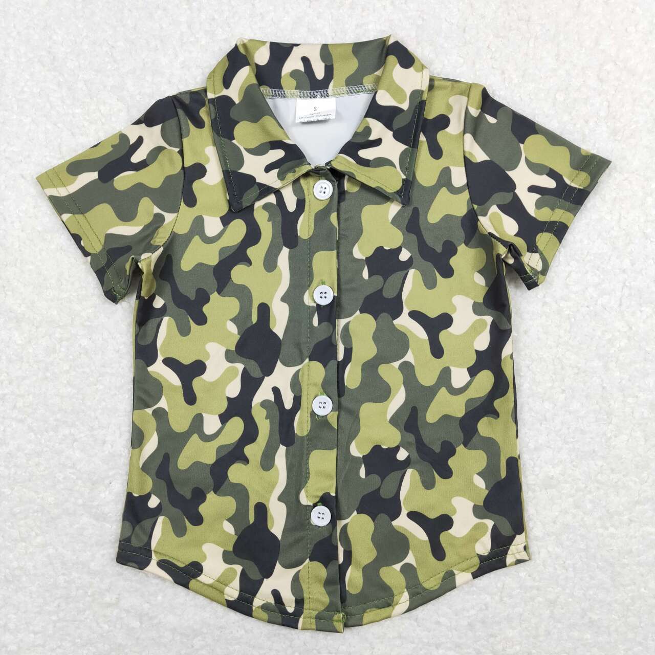 boy camo button t-shirt