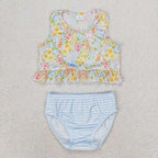 floral two piece swimsuit girl swimwear