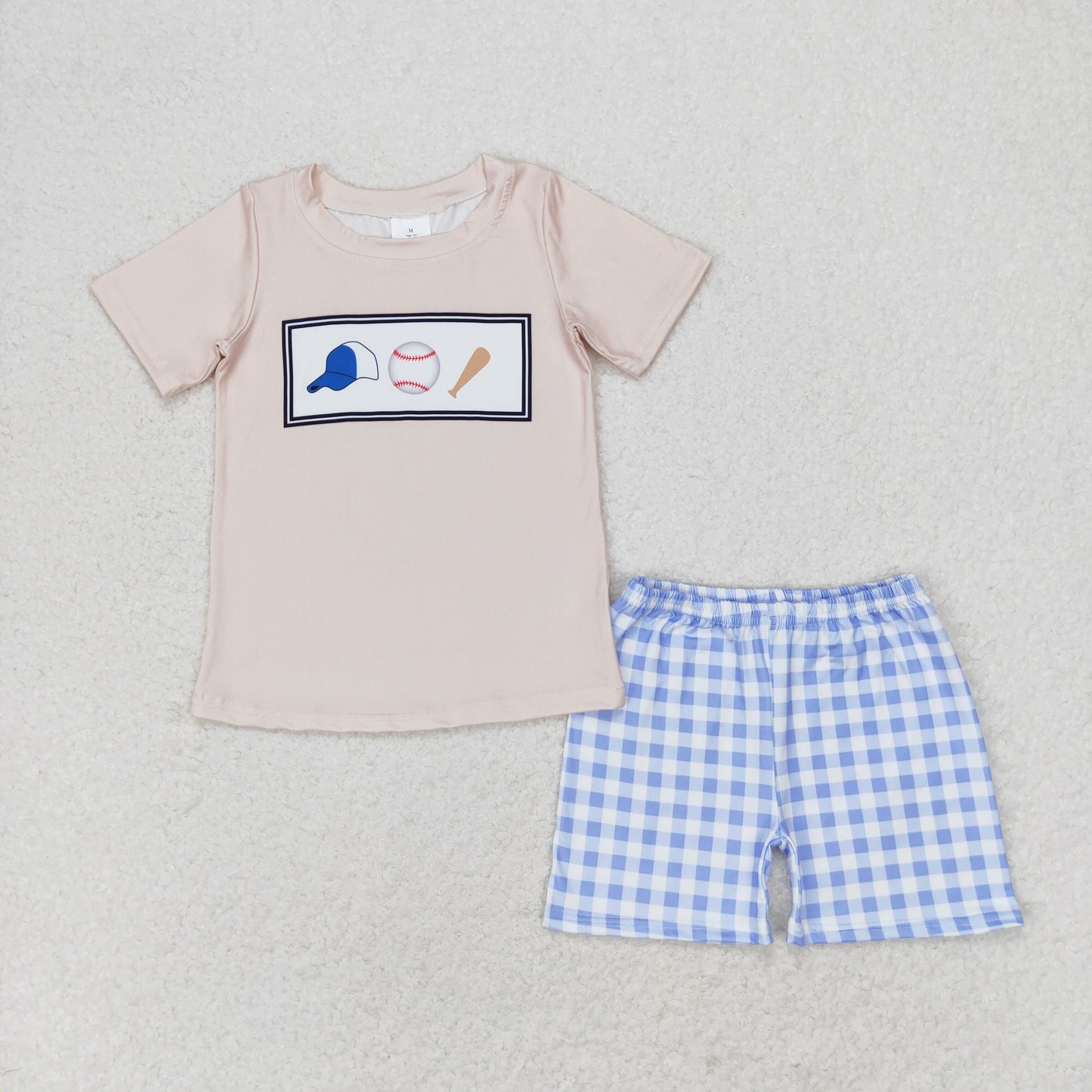 baseball print boys shorts outfit