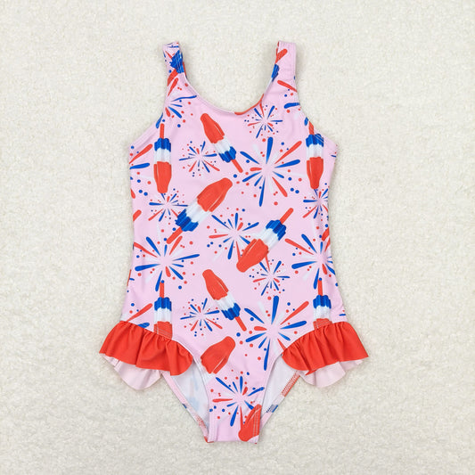 popsicle firework one piece girl patriotic swimsuit