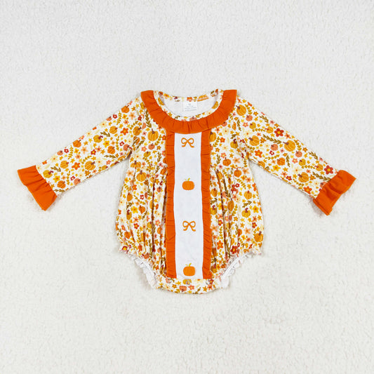 floral pumpkin baby girl bubble