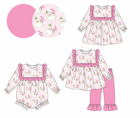 TAT 6-7 weeks MOQ 3 each pink santa clothing