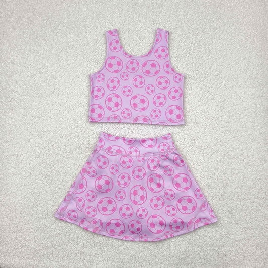 pink soccer two pieces athletic skort dress set