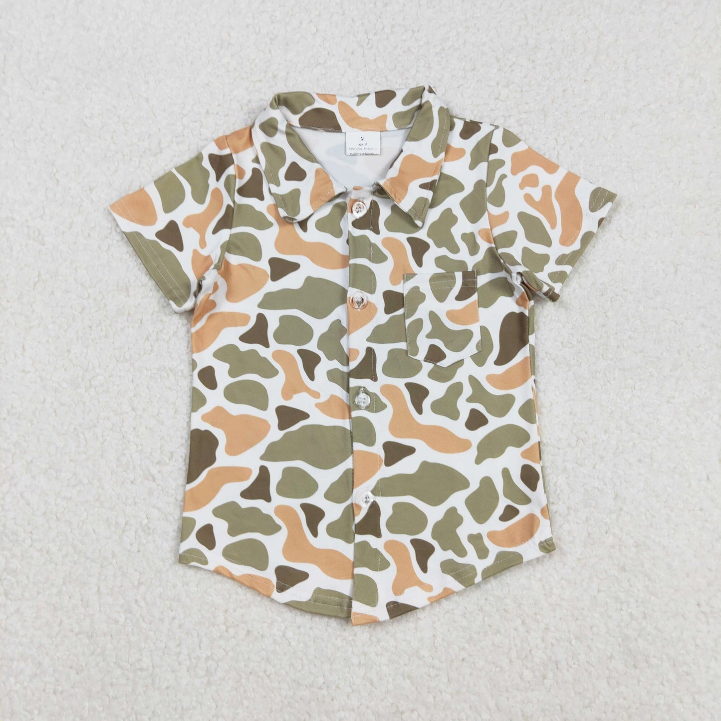 green camo button down t-shirt