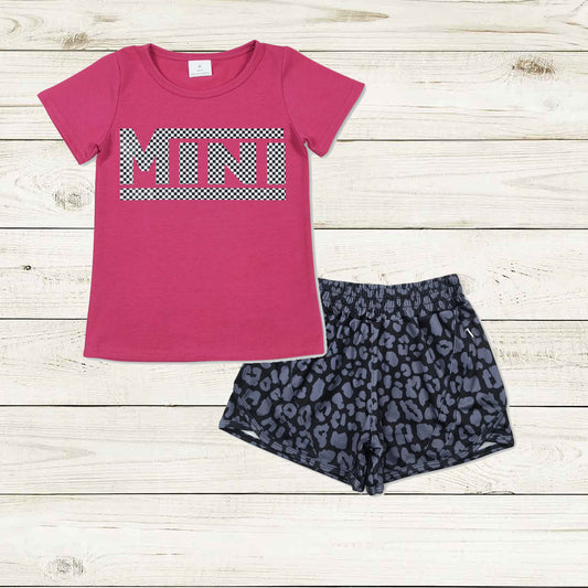 hot pink tee leopard shorts set