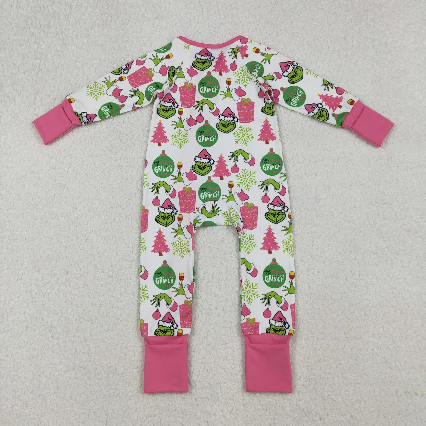 merry gri*ch Christmas baby girl zip sleeper