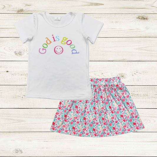 god is good white tee floral skirt set girls clothing