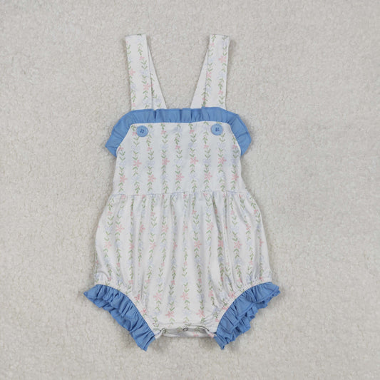 blue white floral backless strap bubbles