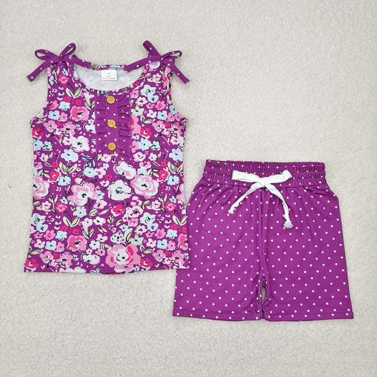 floral tank top polk dots shorts set
