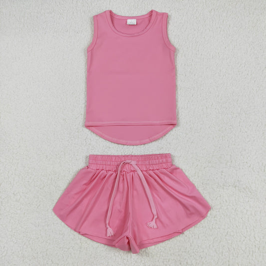 pink tank athletic skort shorts set