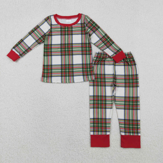 red green white plaid boy Christmas pajama set
