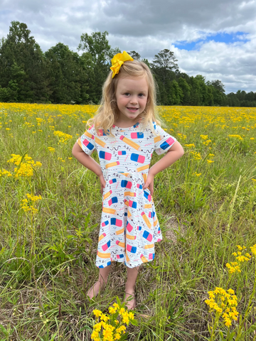 short sleeve girl's back to school dress abc pencil