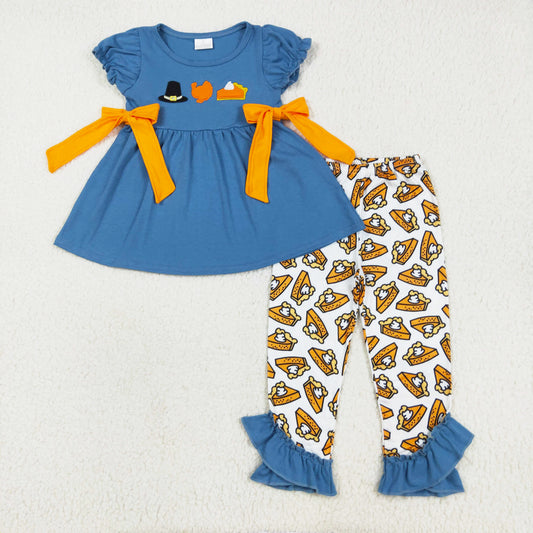 pumpkin pie pants set embroidery girl outfit