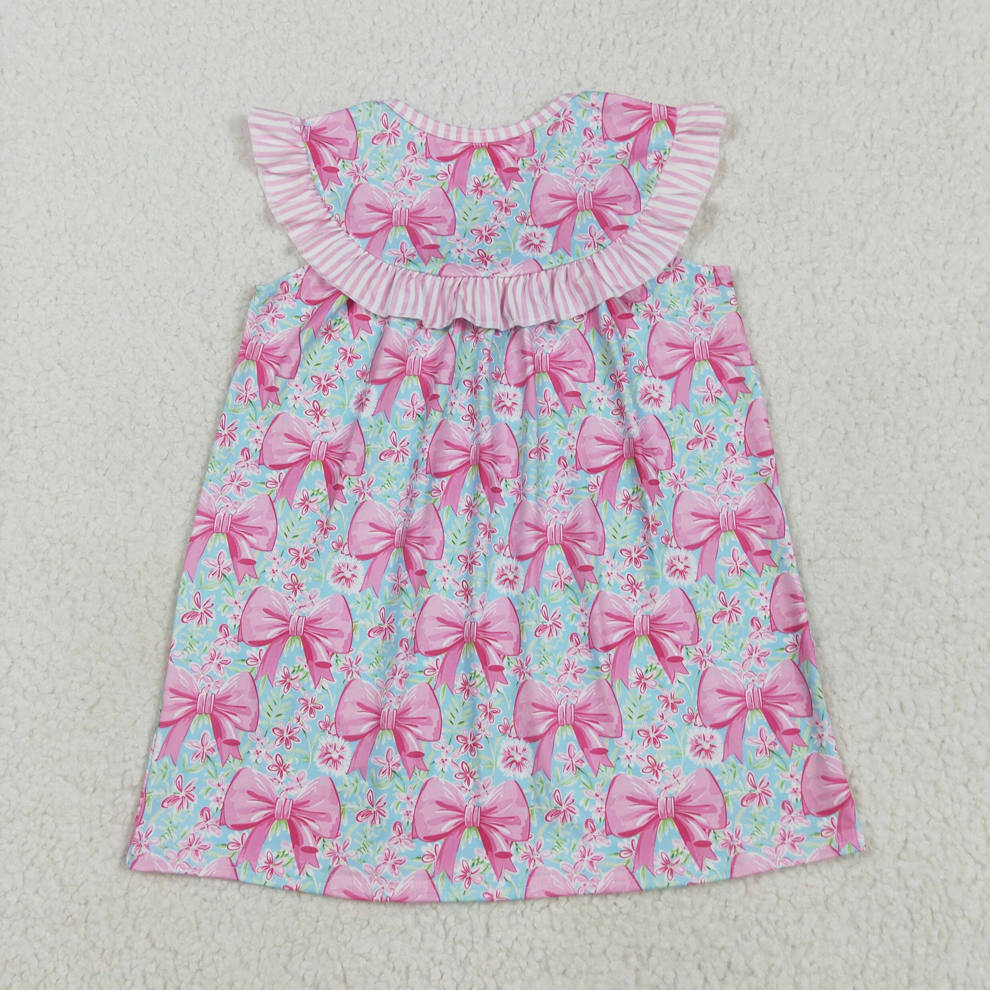 pink bow flroal embroidery i love dad dress