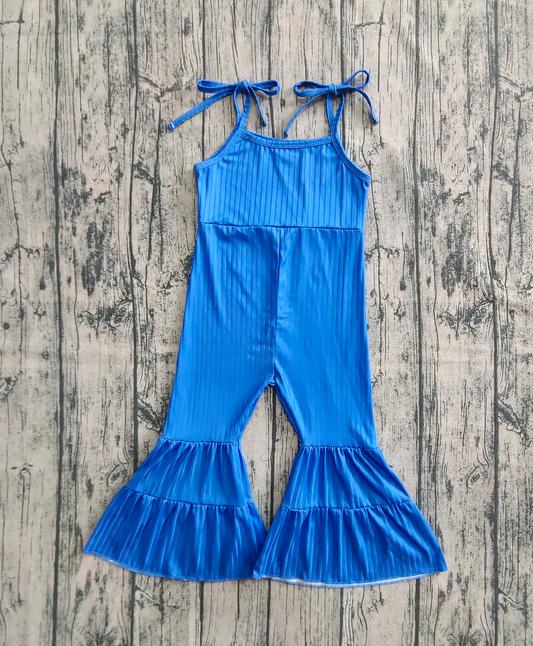 royal blue strap ribbed jumpsuit