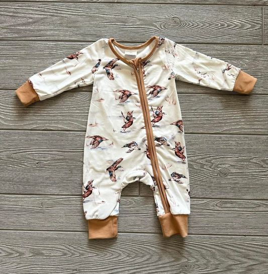 flying mallard zipper romper