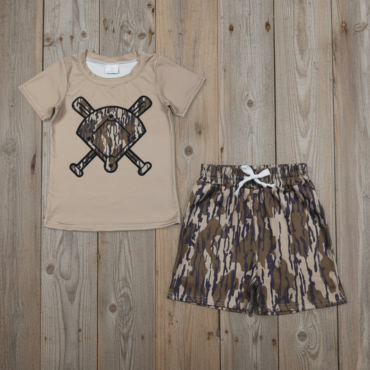 camo baseball boy shorts set