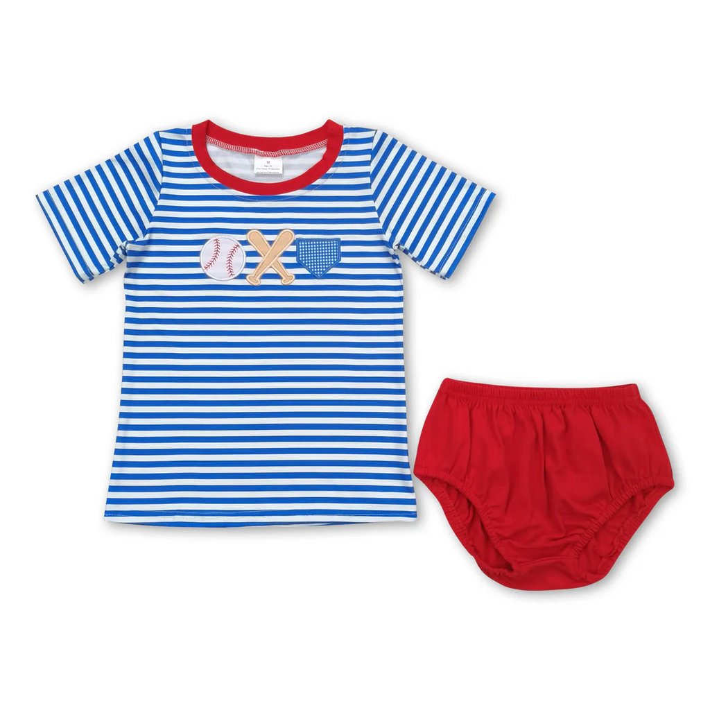 Baseball Embroidery Kids Sibling Clothing