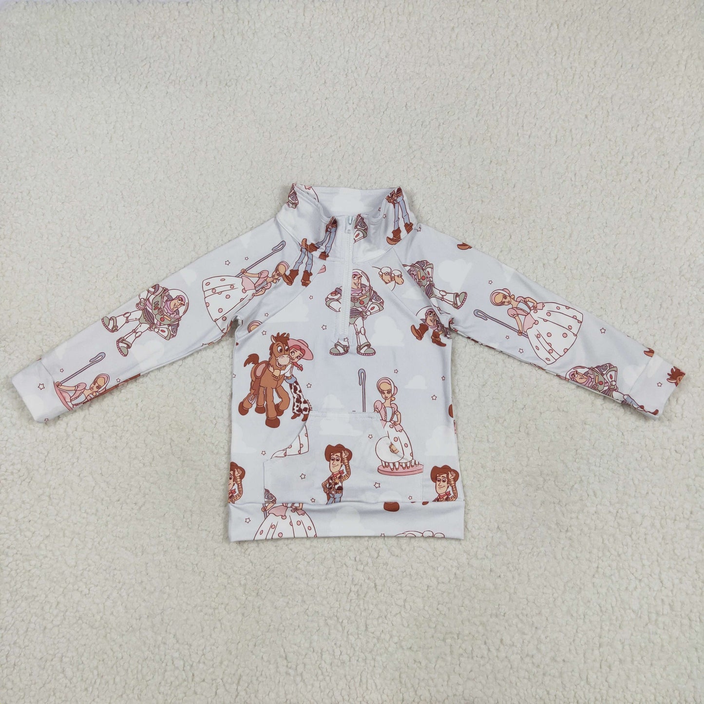 cartoon toy kids zip pullover