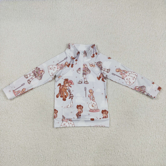 cartoon toy kids zip pullover