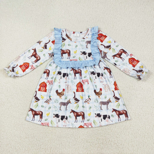 long sleeve farm animal girl dress