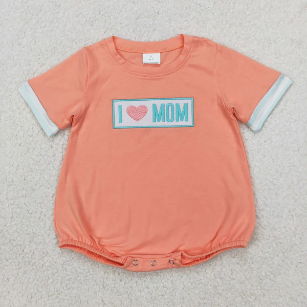 I Love Mom Embroidery Sibling Clothing