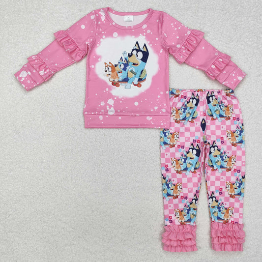 ruffle pink blu*y top icing pants set girls outfit