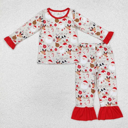 joy hohoho baby girl long sleeve Christmas bamboo pajama set