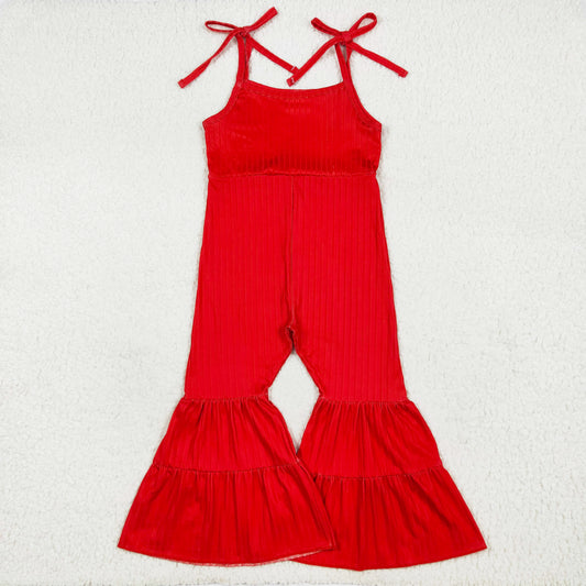 red strap ribbed jumpsuit
