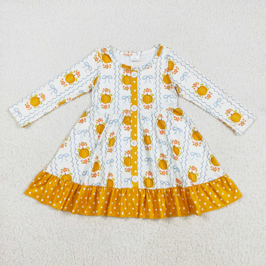 button ruffle twirl pumpkin dress