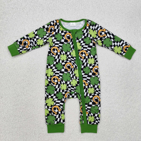 shamrocks print baby boy st patrick sleeper