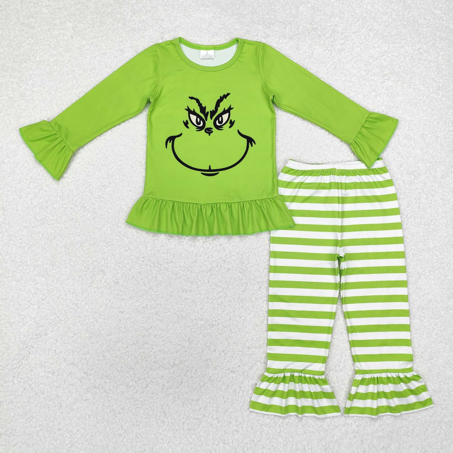 toddler girl green grinchey christmas pants outfit