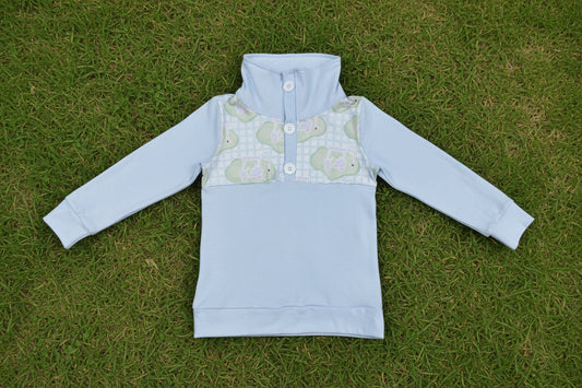 blue golf print long sleeve baby boy shirt