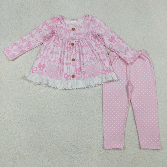 pink bow coquette legging set toddler girl clothing